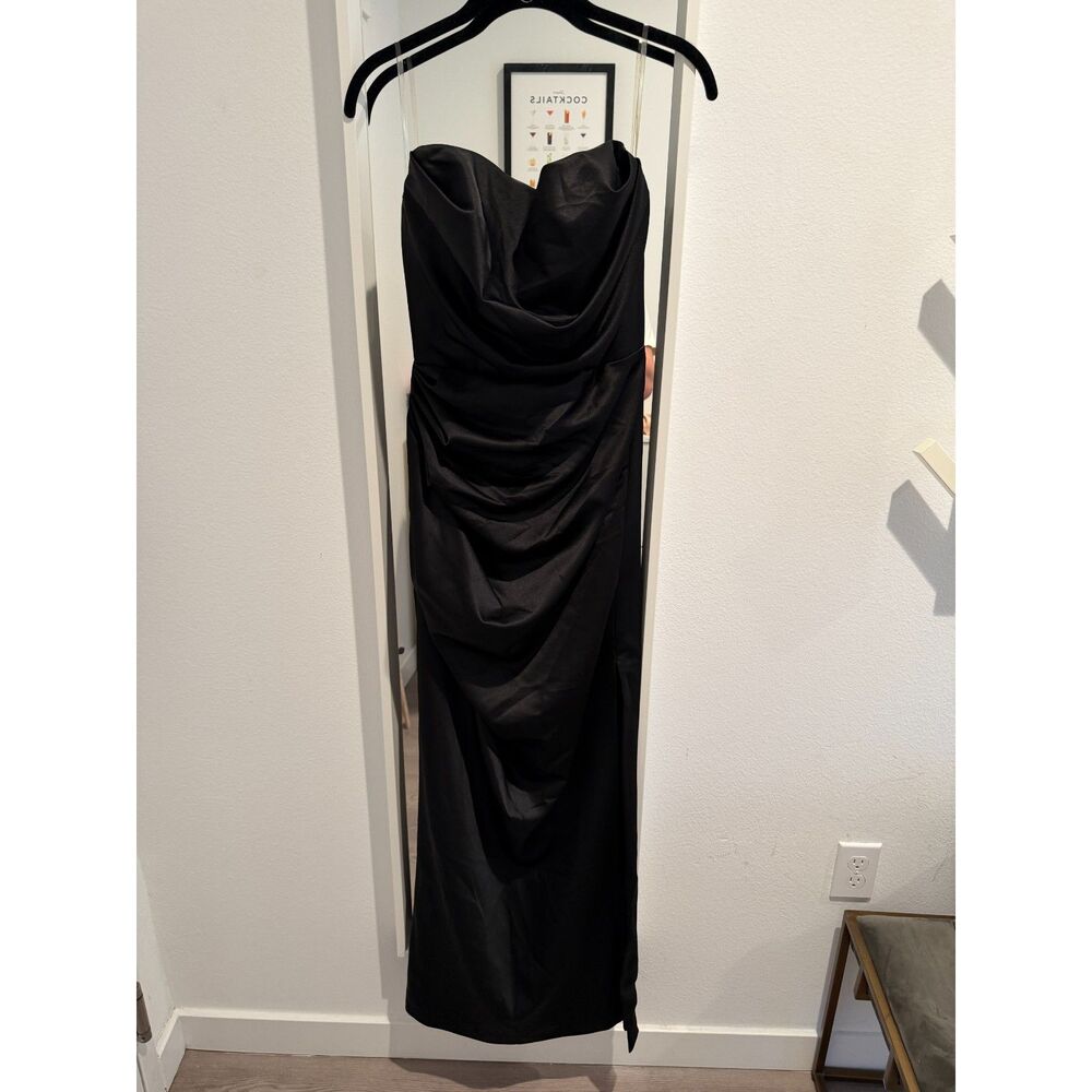 House of CB Adrienne Black Satin Strapless Corset Maxi M black - Picture 10 of 11